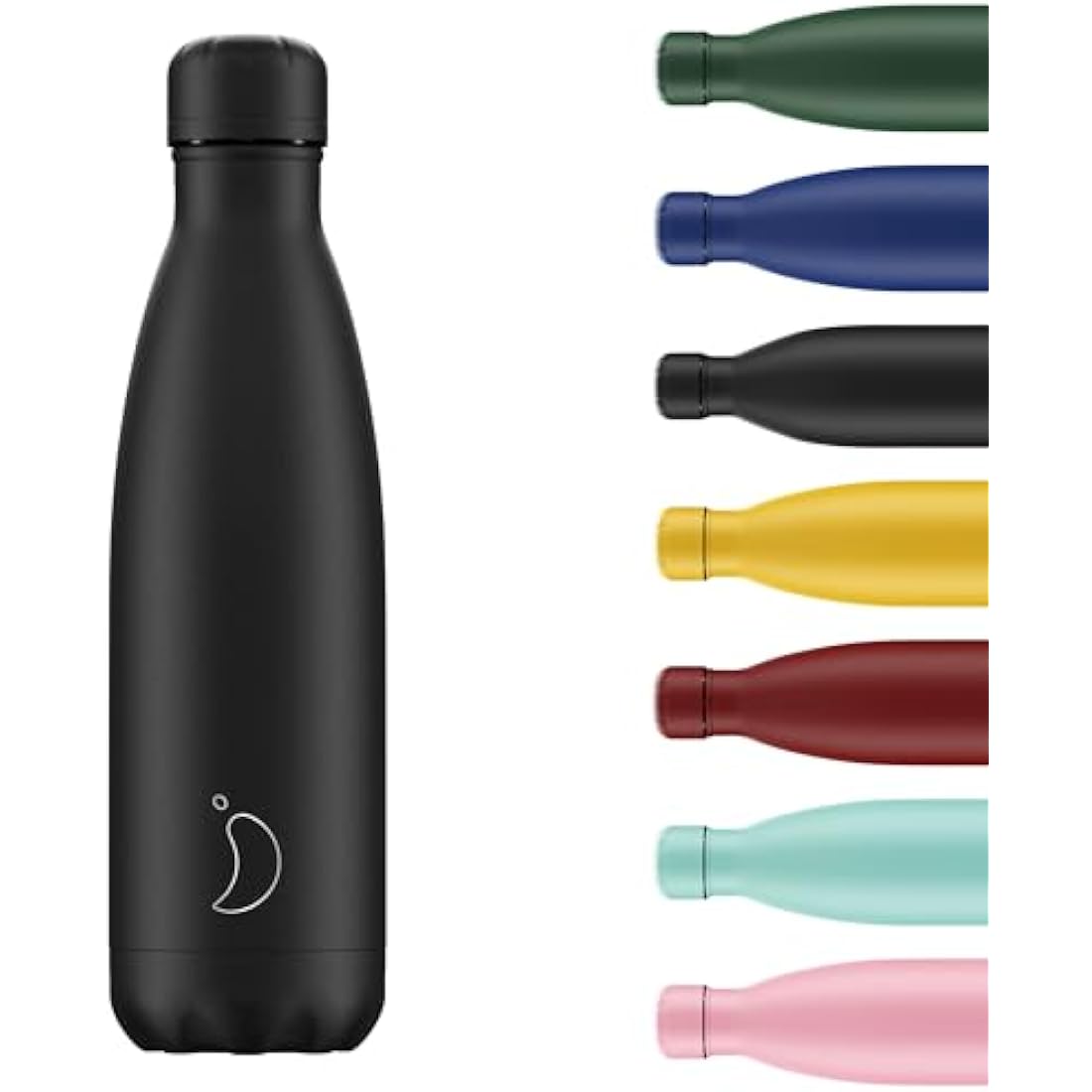 Chilly's Water Bottle - Stainless Steel and Reusable - Leak Proof, Sweat Free - All Black - 260ml
