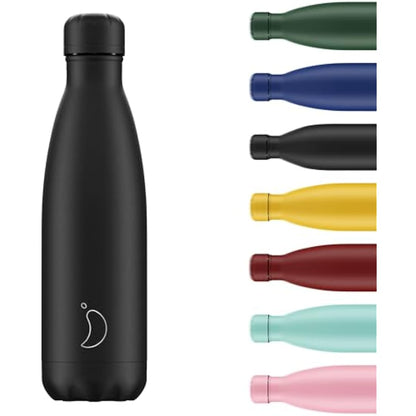 Chilly's Water Bottle - Stainless Steel and Reusable - Leak Proof, Sweat Free - All Black - 260ml