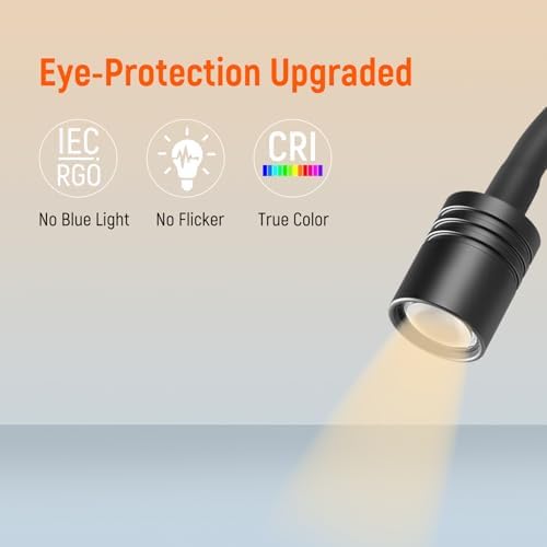 Obeaming 12V Dimmable Reading Light Campervan Boat Bedside Reading Lamp, Gooseneck LED Spotlight for Camper Van Caravan Truck Motorhome Caravan, Equipped USB Charger & Press Dimmer Switch