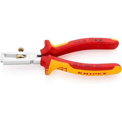 Knipex Insulation Stripper with opening spring, universal chrome-plated, insulated with multi-component grips, VDE-tested 160 mm 11 06 160