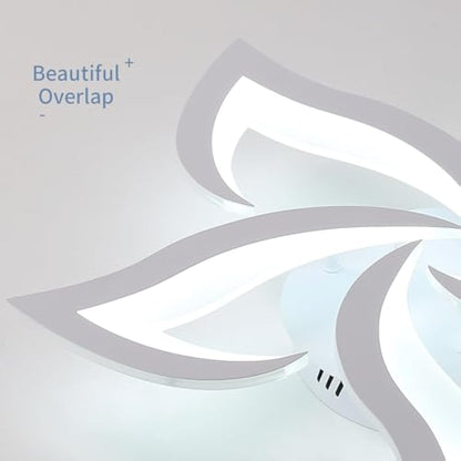 Riserva LED Ceiling Light, 60W Mordern Ceiling Lamp White, 6500K Cool White, Acrylic Petal Design Chandelier for Bedroom, Living Room, Dining Room, Kitchen, Φ60cm