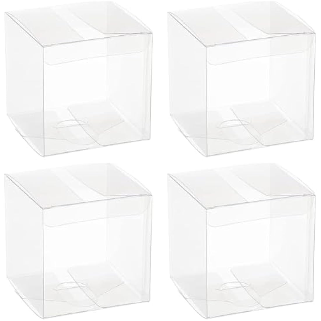 BENECREAT 20PCS Clear Party Favour Boxes 8x8x8cm Square PET Gift Boxes with Protective Film for Wedding Souvenir