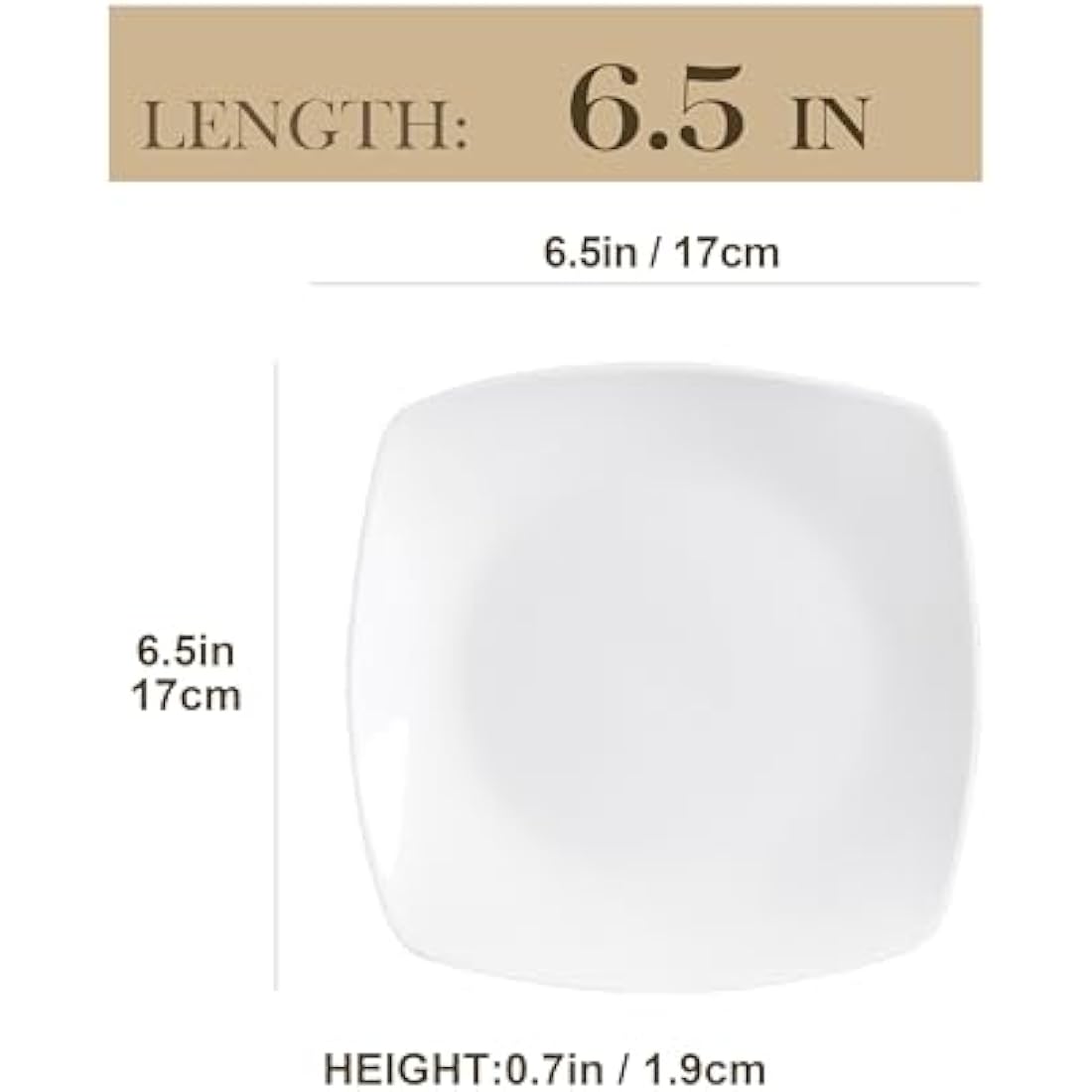 MALACASA Side Plates, 6.5" Ivory White Porcelain Square Dessert Plates Set of 6, Dishwasher & Microwave Safe Snack Plate, Series Julia