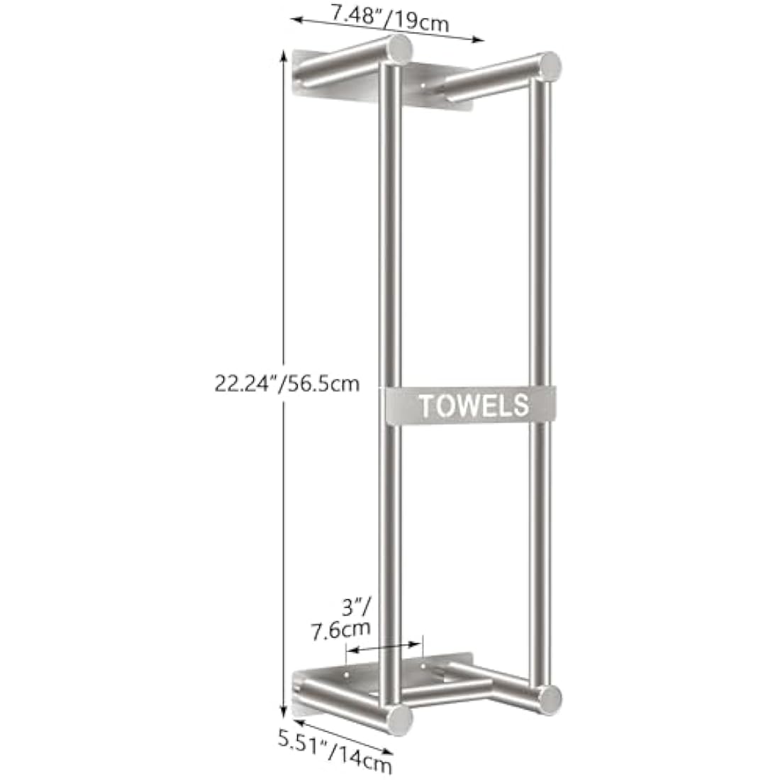 STWWO Towel Rack Wall Mounted Bath Towel Holder 56cm Bathroom Towel Holder for 4 Large Bath Sheets Rolled Towels Storage for Small Bathroom Organizer, Brushed