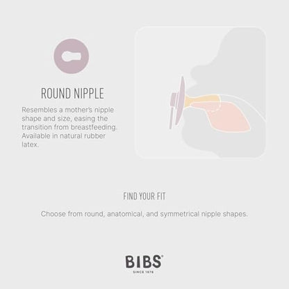 BIBS Colour Soother 2-Pack, BPA Free Dummy Pacifier, Round Nipple. Natural Rubber Latex, Size 2 (6-18 Months), Cloud/Cloud