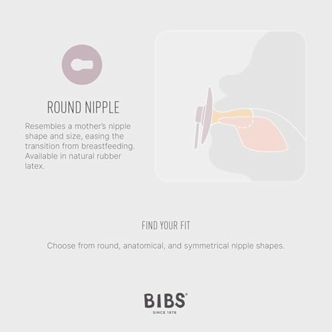BIBS Colour Soother 2-Pack, BPA Free Dummy Pacifier, Round Nipple. Natural Rubber Latex, Size 3 (18+ Months), Ivory/Blush