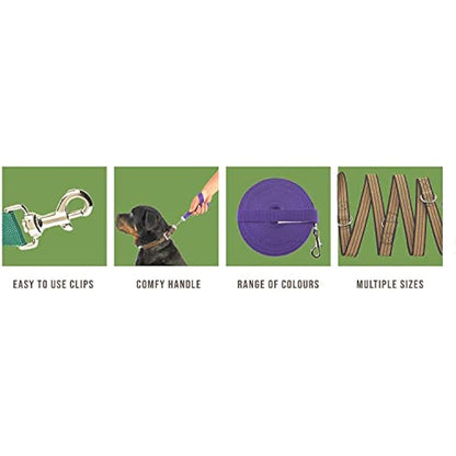 Maximum Pet Products Chequered Dog & Horse Training Lunge Lead. 25mm - 1" Wide. Very Strong) 65ft/20M