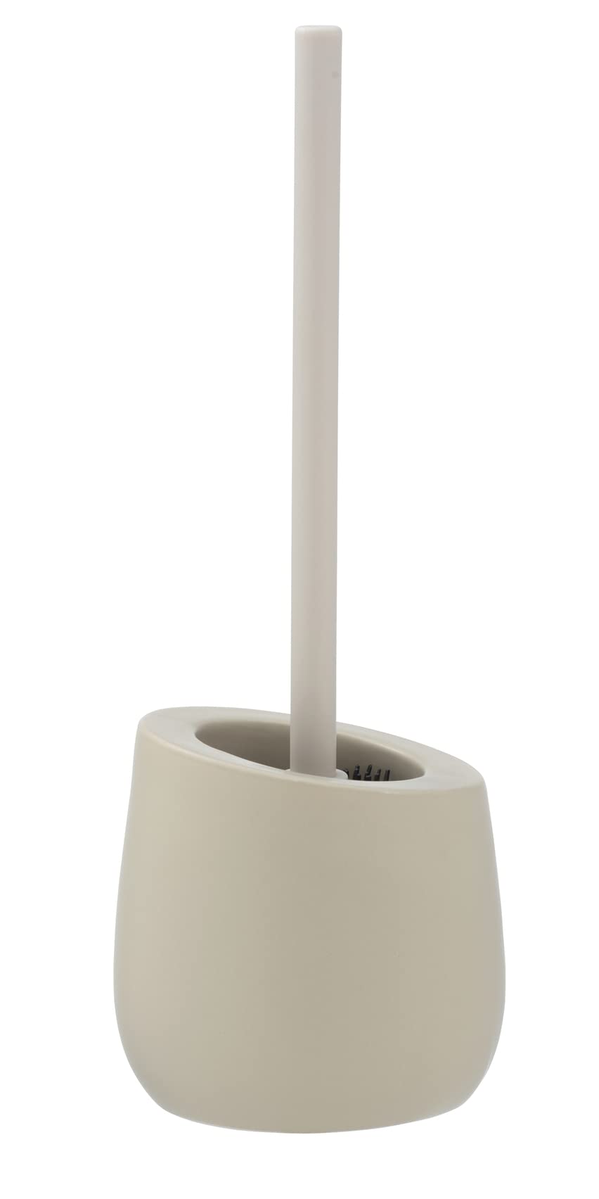 WENKO Badi Beige Toilet Brush Set Ceramic with Matte Surface Including Toilet Brush with Silicone Brush Head and Non-Stick Effect