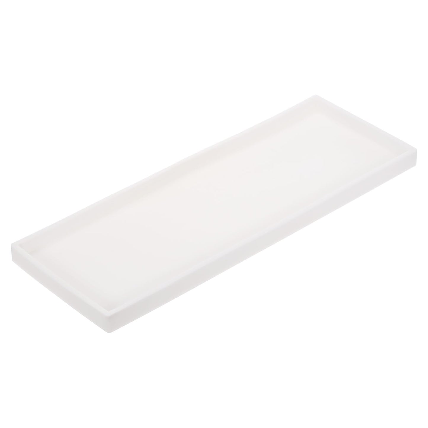 sourcing map Bathroom Vanity Tray, 15.7" x 6" Silicone Soap Dispenser Trays, Shatterproof Kitchen Sink Organizer for Soaps Keys Candle Trinket, White