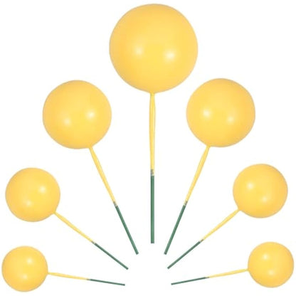 Gyufise 30Pcs Balls Cake Topper Foam Ball Cake Picks Mini Balloon Cupcake Insert Bubble Balls DIY Decoration for Baby Shower Wedding Anniversary Kids Birthday Party Cake Decorations Yellow