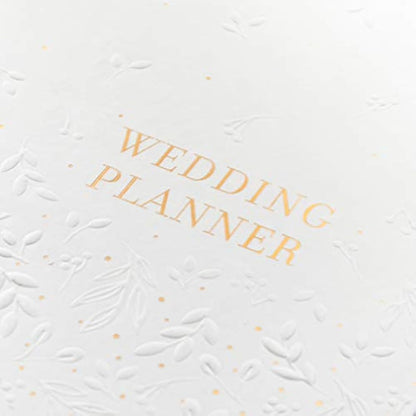 Busy B Wedding Planner - Beautiful white & gold spiral-bound wedding organiser with 6 tabbed sections and storage pockets. Perfect engagement gift.