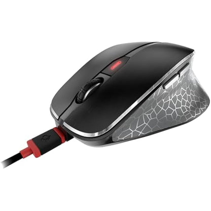 CHERRY MW 8C ERGO, Wireless Mouse with Ergonomic Thumb Rest for Right-Handers, Bluetooth or 2.4 GHz RF Connection, Rechargeable, Black