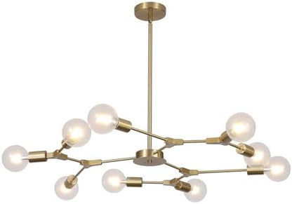 Modo Lighting Modern Sputnik Chandelier Light 9 Lights Gold Ceiling Mid Century Pendant Light for Kitchen Living Room (Gold)