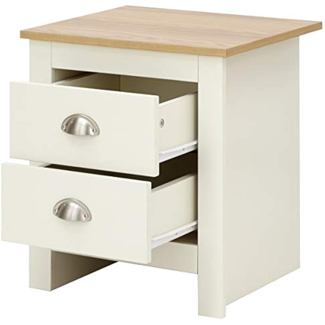 Lancaster Cream with Oak Top Bedroom Furniture - Wardrobes, Chest, Bedside (Bedside Cabinet)