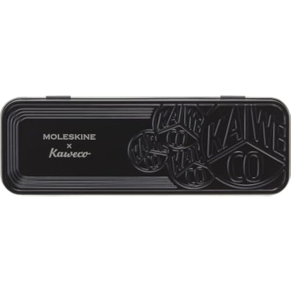 Moleskine x Kaweco Fountain Pen in ABS plastic with Gold-Plated Size M Nib and Refillable Ballpen for Writers, Note-Takers, Refill 1.0mm with Blue Ink and 6 Blue Ink Cartridges included, Color Black