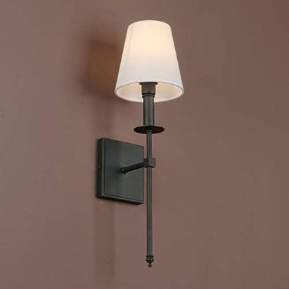 Yosoan Lighting 2 Sets of Vintage Loft Bar Modern Linen Lampshade Wall Light Fittings, Hotel Beside Bed Wall Lamp E27 Screw (Black)