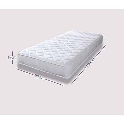 eXtreme comfort ltd Flame Essentials Mattress | 3ft Single (90cm x 190cm) | Foam-Free Bonnell Spring | Plush Feel | Cooltouch Plus Sleep Surface | 18cm Deep | White | Maximum Value
