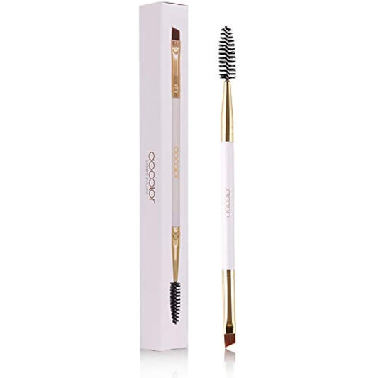 Docolor Eyebrow Brush Duo Eyebrow Spoolie 1Pc Professional Angled Eye Brow Brush Perfect for Lining and Shaping Brows, Spoolie for Brows or Lashes White