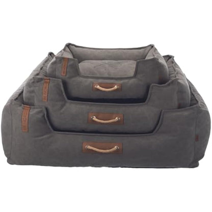 TRIXIE BE Nordic Föhr Dog Bed 60 x 50 cm in Dark Grey - Square Dog Basket for Small and Large Dogs - Cosy Dog Basket with Practical Carry Handle - Soft and Washable - 37447