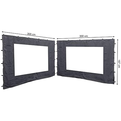 QUICK STAR 2 Side Panels with PE Window 300x197cm Anthracite for Gazebo 3x3m