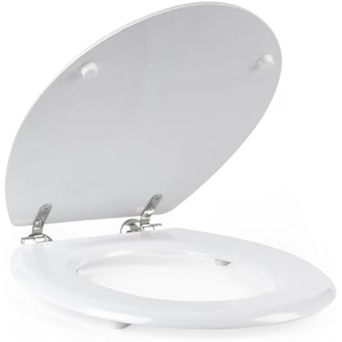 Beldray Toilet Seat - O Shaped White Tongue & Groove Wooden Cover, 18 Inch 36 x 42.8 cm, Fits Most Standard Sized Toilets, Stainless Steel Hinges, Simple Fitting, Quick Release For Easy Cleaning