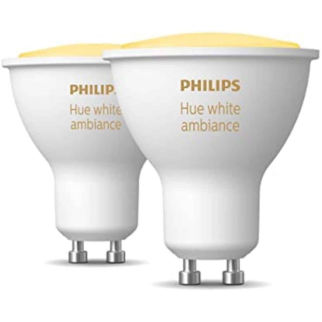 Philips Hue White Ambiance Smart Light Bulb 2 Pack [GU10 Spot] with Bluetooth. Works with Alexa, Google Assistant and Apple Homekit.