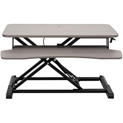 VIVO 81 cm Desk Converter, K Series, Height Adjustable Sit to Stand Riser, Dual Monitor and Laptop Workstation with Wide Keyboard Tray, Gray Top, Black Frame, DESK-V000KG