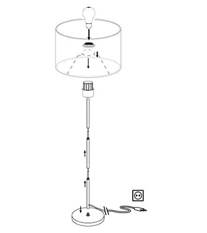 Eglo Viserbella Vintage Floor Lamp, Steel and Fabric in Champagne and Gold Coloured Standing Light, Living Room Lighting, E27 Socket, incl. Foot