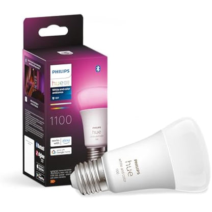 Philips Hue New White and Colour Ambiance Smart Light Bulb 75W - 1100 Lumen [E27 Edison Screw] with Bluetooth. Works with Alexa, Google Assistant and Apple Homekit.