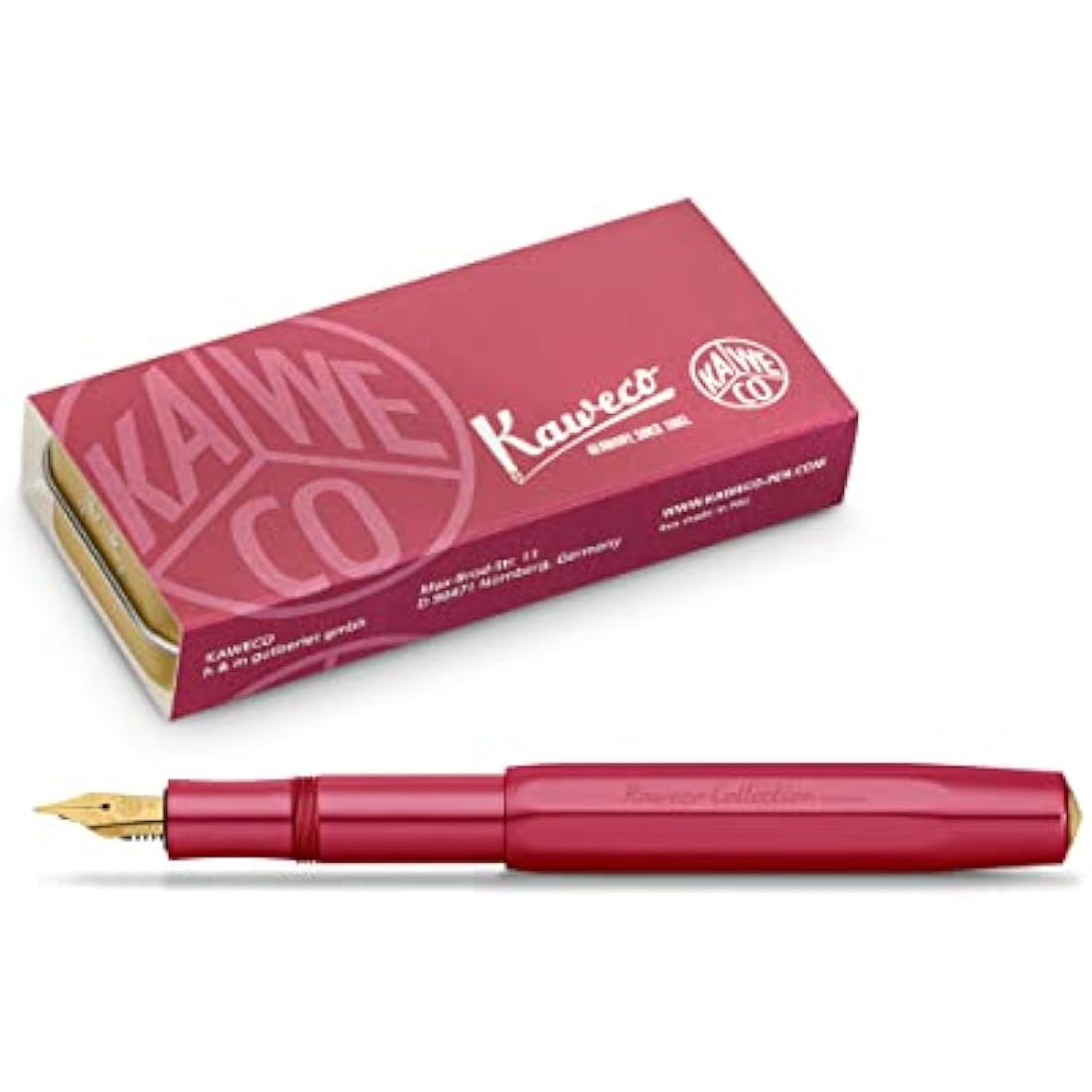 Kaweco COLLECTION Fountain Pen Ruby I Premium Reservoir Pen with Steel Nib for Ink Cartridges I Sport 13 cm I Nib: BB (Extra Broad)