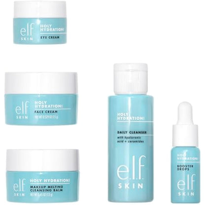 e.l.f. SKIN Hydrated Ever After Skincare Mini Kit, Cleanser, Makeup Remover, Moisturiser & Eye Cream For Hydrating Skin, Airplane-Friendly Sizes