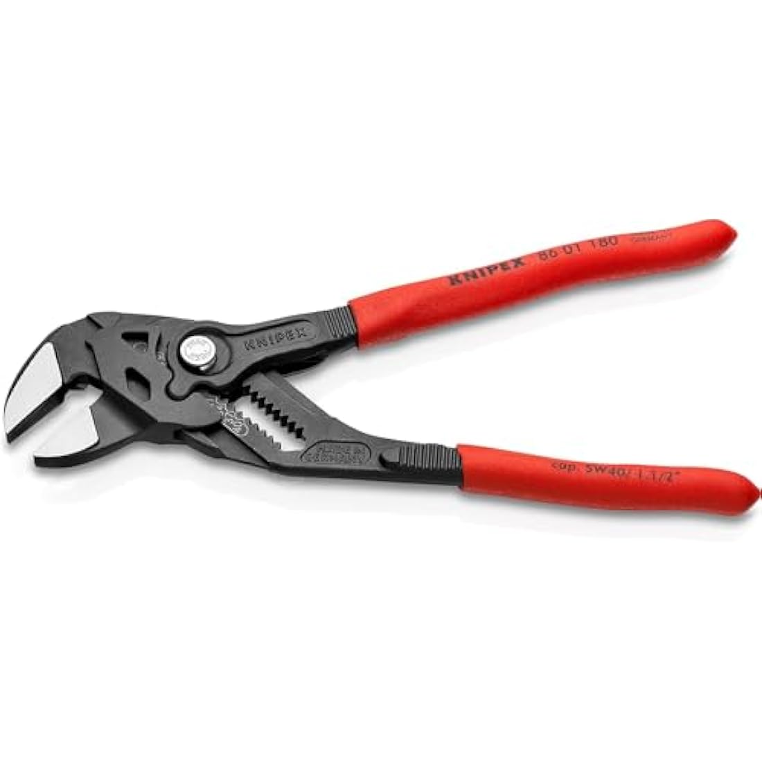Knipex Pliers Wrench pliers and a wrench in a single tool grey atramentized, plastic coated 180 mm 86 01 180