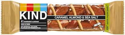 KIND Bars, Gluten Free Snack Bars, Caramel Almond & Sea Salt, High Fibre, Healthy Snack, No Artificial Colours, Flavours or Preservatives, Multipack 24 x 40g