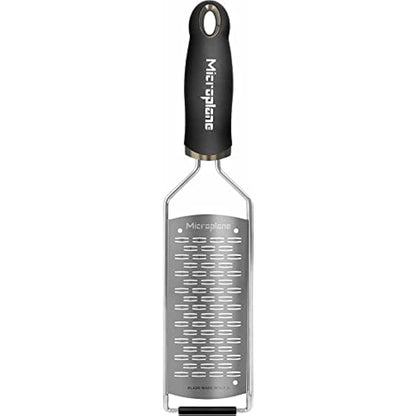 Microplane Kitchen Grater Ribbon for Hard Cheese, Apple, Carrot, Zucchini and Chocolate from The Gourmet Series in Black & Stainless Steel,45002