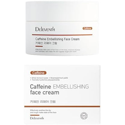 DEleventh Korea Caffeine Embellishing Face Cream 30g / Anti-Aging, with Sodium Hyaluronate & Magnolia Extract, Hydrates, Reduces Wrinkles, Dark Circles, Puffiness & Brightens Skin for a Youthful Glow