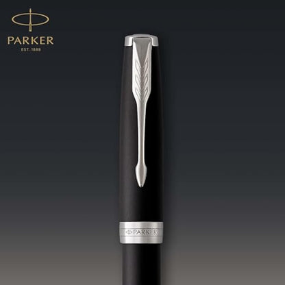 Parker Sonnet Fountain Pen | Matte Black Lacquer with Palladium Trim | Medium Nib | Gift Box