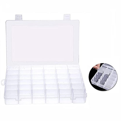 36 Grids Clear Plastic Jewelry Box Diamond Dot Painting Storage Box Removable Compartment Containers with Lids Adjustable Dividers for Display