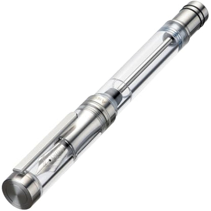 Asvine V200 Titanium Fountain Pen with Clear Acrylic Case and Extra Fine Nib with Vacuum Refill