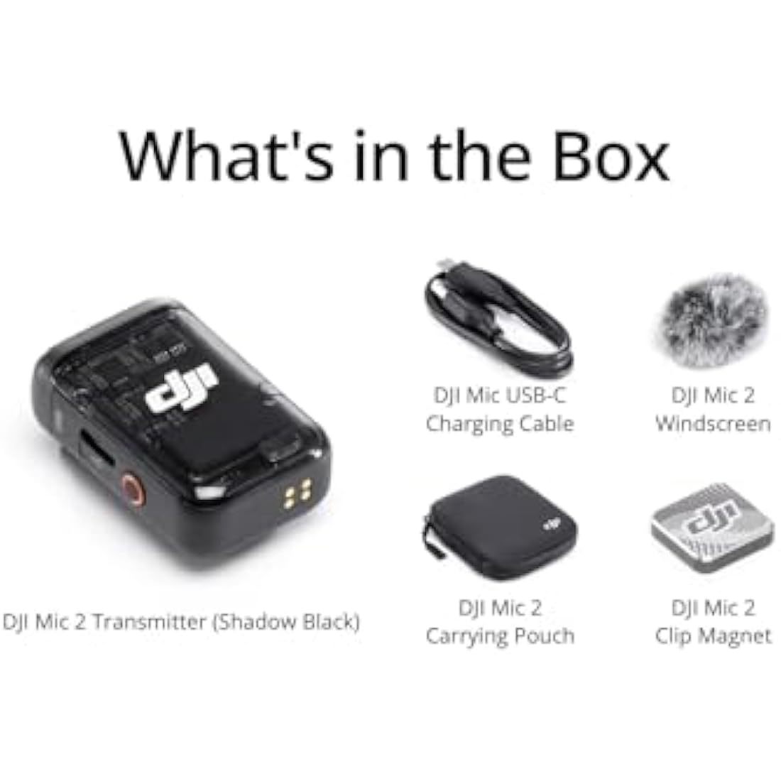 DJI Mic 2 Transmitter (Shadow Black), Wireless Lavalier Microphone with Intelligent Noise Cancelling, Bluetooth Microphone for 14-Hour Internal Recording, Magnetic Attachment Phone Microphone, YouTube