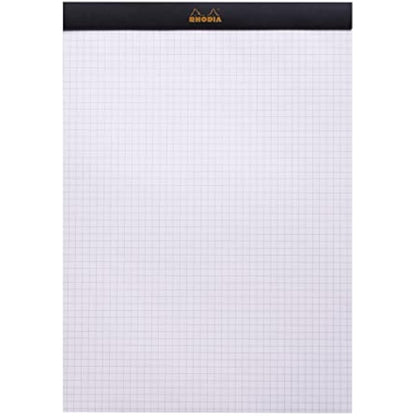 RHODIA 182009C - Stapled Notepad N°18 Black - A4 - Small Squares - 80 Detachable Sheets - 80G Clairefontaine Paper - Coated Card Cover - Pack of 5 pads