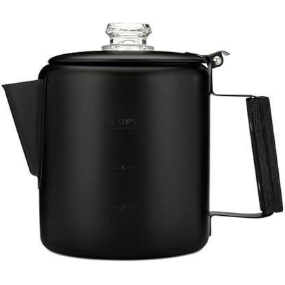 COLETTI Black Bozeman Percolator Coffee Pot — Stovetop Coffee Makers, Camping's Sleekest Stainless Steel Percolator – NO Aluminium or Plastic (6 Cup)