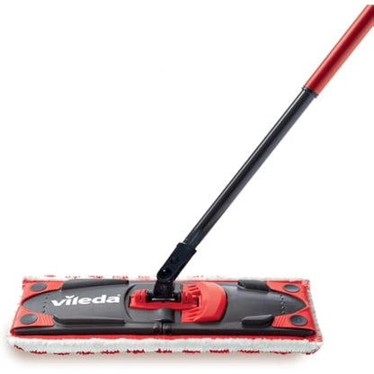 Vileda UltraMax Flat Mop and Bucket Set, Red, 2 Count (Pack of 1)