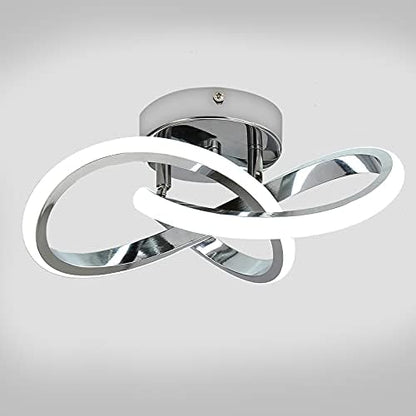 HOUZEE Ceiling Lamp Small Elegant Unique Silver Ceiling Light Fixture for Aisle Entrance LED Ceiling Lights for Hallway Cold White Light 22W