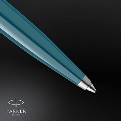Parker 51 Ballpoint Pen | Teal Blue Barrel with Chrome Trim | Medium Point with Black Ink Refill | Gift Box