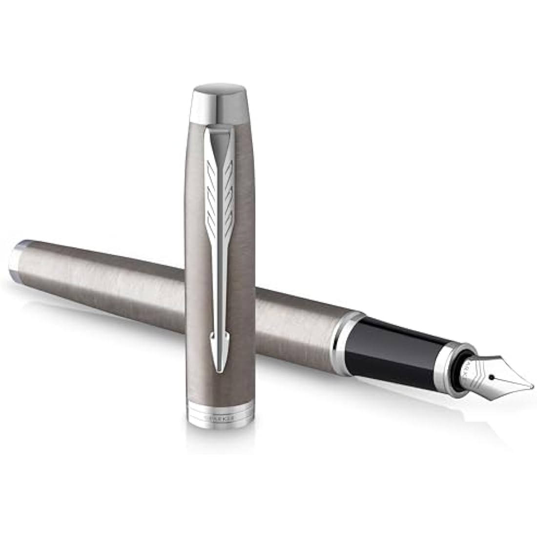 Parker IM Duo Gift Set with Ballpoint Pen & Fountain Pen | Stainless Steel Chrome Trim | Blue Ink Refill & Cartridge | Gift Packaging