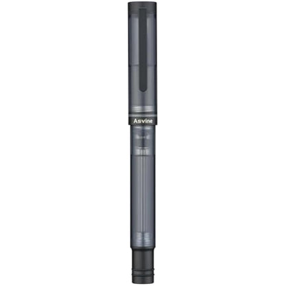 Asvine V200 Titanium Fountain Pen Vacuum Filling, Matte Black Bock Medium Nib Transparent Acrylic Smooth Writing Pen Case Set