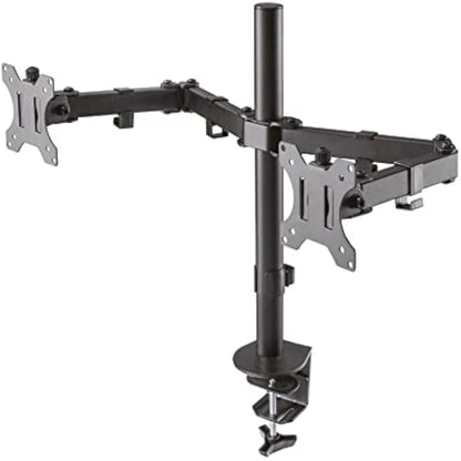 Newstar FPMA-D550DBLACK Full Motion Dual Desk Mount (clamp & grommet) for two 10-27" Monitor Screens, Height Adjustable - Black