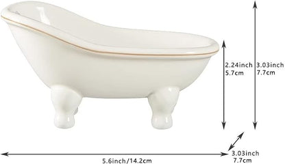 Ceramic Mini Bathtub Soap Dish Decortative Clawfoot Bathroom Soap Dish (Style 05)