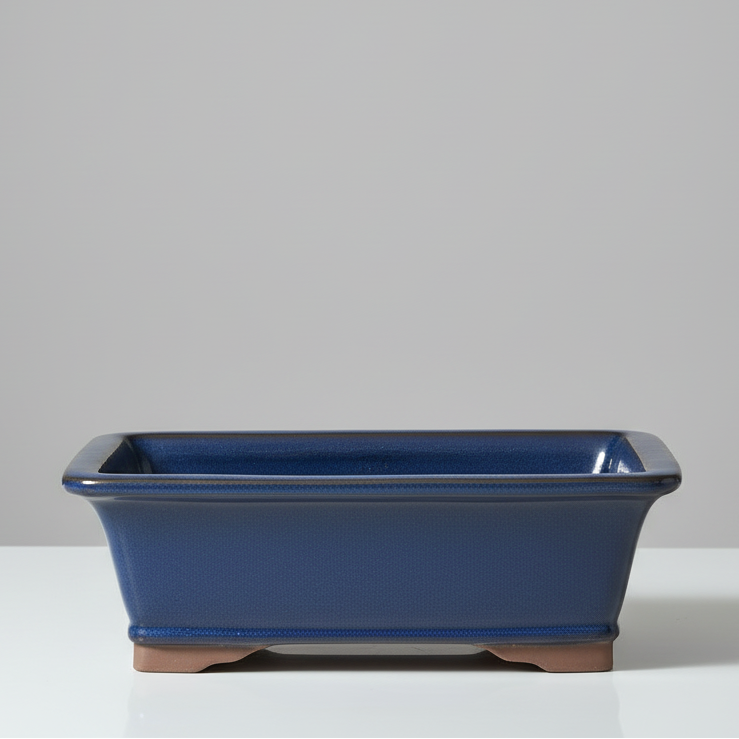 31cm Glazed Bonsai Pot | Rectangle | 31cm x 26cm x 10cm | Blue