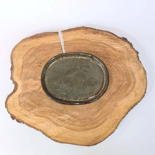 31cm Glazed Drip Tray | Oval | Green